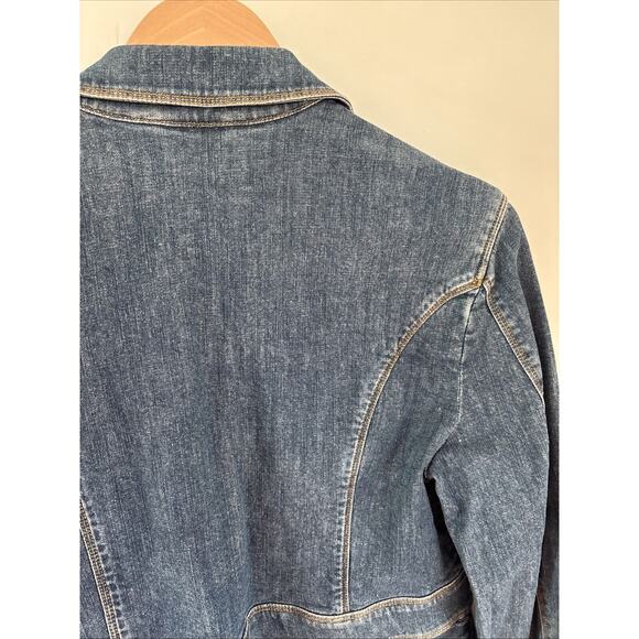 Vtg LL Bean Denim Barn Jacket Womens M Stretch DTD3 Chore Coat Casual Country - Picture 10 of 15
